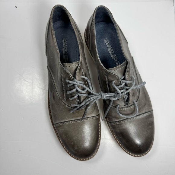 Romano Sicari Gray Leather Oxford Shoes Sz 38 7.5 Women Made in Italy Academia - Picture 5 of 13